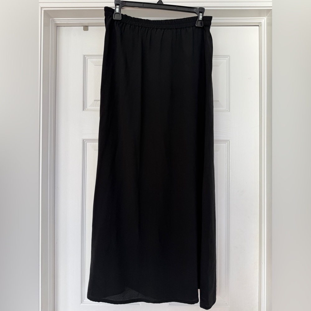 Eileen Fisher black silk skirt